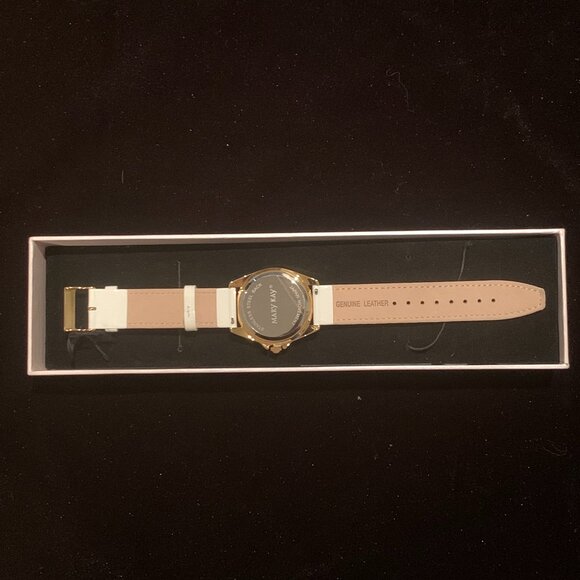 Brand New Mary Kay Adjustable Size White and Gold Bejewelled Watch - Picture 3 of 3